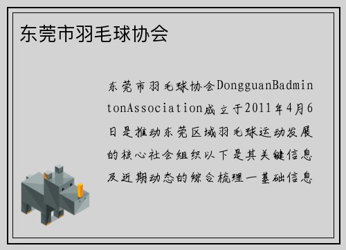 东莞市羽毛球协会